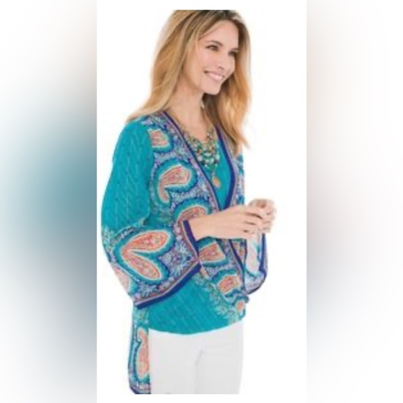 Chico's Tops - 🔥3 for $15🔥Chico's size 1 Multicolor Paisley Blouse Women’s Size 8 Long Sleeve
